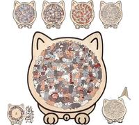 135 piezas Maillard/Macaron/Madera/Madera/Morandi Rompecabezas de madera | Marco de rompecabezas de gato para adultos, lindos gatos de animales, decoración del hogar
