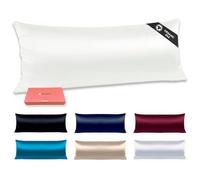 135 x 45 cm Color Marfil.Funda de Almohada de Seda Seda 6A Mulberry de 22 Momme. Termorreguladora, hipoalergénica, cuida de tu Piel y tu Cabello. Certificada Oeko-Tex y Gots.