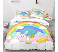 135X200Cm Juego De Ropa De Cama Viene con 2 Fundas De Almohada De 40X75Cm. Funda Nordica Cama 90 Infantil Arcoiris Poliéster Antiarrugas Sin Hierro