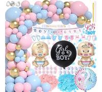 136 Piezas Gender Reveal Party Decoración, Decoraciones Sorpresa Para Niñas o Niños, Pancarta de Baby Shower para Boy Or Girl, Guirnalda de Globos de Fiesta de Revelación de Género para Bebés