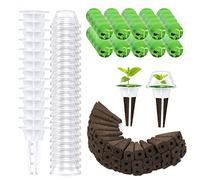 136 Piezas Kit de Cultivo Hidropónico, 50 Esponja Hidropónica con 12 Maceta Hidropónica 24 Tapas Aislantes Transparentes 50 Pegatinas Kit de Jardinería Hidropónica de Interior Exterior