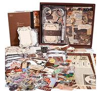 136 Piezas Material Scrapbooking Kit, Vintage Bullet Journal Kit con Cuaderno A6, Papel Scrapbooking Vintage, Washi Pegatinas Scrapbook Stickers Accesorios Kit para DIY Bullet Journal Album Fotos