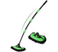 136cm 15°Curvo Cepillo Lavar Coche con Largo Mango Cabezal Cepillo Suave Chenilla de Alta Densidad Adecuado para Limpiar Techos Ruedas Parabrisas Camiones SUV Caravanas Limpieza Interior Exterior