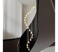 138 ''/350 cm de alto oro 20 luces escalera caracol colgante araña lámpara de salón techo lámparas de cristal hall de entrada araña de cristal gotas de lluvia burbuja LED 2700-6000 K regulable