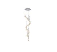 138 '' / 350 cm Vestíbulo Entrada Candelabros de cristal Gran sala de estar 26 luces Lámparas colgantes de escalera de plata Techo alto Colgante Columna de cristal Araña Ático Regulable 2700-6000K