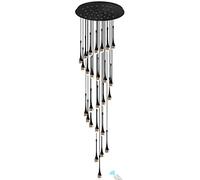 138 '' / 350 cm Vestíbulo Entrada Candelabros de cristal Gran sala de estar 26 luces Lámparas colgantes de escalera negra Techo alto Colgante Columna de cristal Araña Ático Regulable 2700-6000K