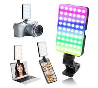 138 LED RGB Luz Selfie Movil Con Clip,Luz De Video Profesional,3 Modos De Iluminación Y 16 Rgb Luz Movil Portatil,1800mah Recargable Cri 95+ 2500k-9000k Para Cámara Tiktok Video Foco Fotografía Laptop