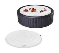 138cm Cubierta para Jacuzzi Redondo, Cubierta SPA Hinchable con Dos Asas y Válvula de Deflación, Cubierta de Bañera Hidromasaje Inflable, Tapa Jacuzzi Exterior, a Prueba de Viento, a Prueba de Lluvia