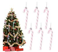 13cm Bastones de Caramelo Navidad,6 Piezas Candy Cane Rosa Plástico Adornos Colgante Pequeño para Árbol de Navidad,Bastón de Caramelo Decoración Hogar Navideños Regalos Fiestas Navideñas