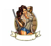 13cm x 11,2 cm para SPretty Woman Holding Gun Street Signs ATV pegatinas de coche y