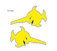 13cm x 7,5 cm Car Styling.2x LAUGHING SAWFISH Submarino alemán U barco Etiqueta engomada del coche