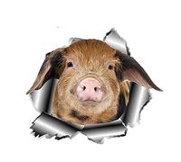 13cmx11.2cm Cute Pig Car Sticker Rasgado Metal Car Window Bumper Decal Animal