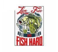 13cmx9.8cm para Live Free y Fish Hard Green Personalidad Decoración Pegatinas para autos