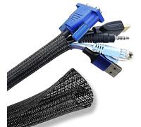 13mm*3m Negro Conducto De Cable, Protector De Cable Tejido Flexible, Conducto De Cable Cortable De Cierre AutomáTico, Funda De Cable para ProteccióN Y GestióN De Cables Ocultos