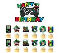 13pcs Decoración para Tartas de Video Game, Decoración para Tartas de Videojuegos, Cake Topper"Happy Birthday"para Cumpleaños, Cupcakes y Fiestas de Niños, Ideal para Celebraciones y Regalos Sorpresa