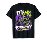 13th Birthday Monster Truck Party 13 Years Old Boys Theme Camiseta