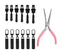 13uds Kit de Reparación de Cremallera, Deslizador de Reemplazo de Cremalleras Tirador de Cremallera y Herramienta de Alicates de Instalación para Chaquetas Mochilas Equipaje Sacos de Dormir