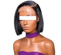 13x4 HD Bone Straight Short Bob Wig Brazilian Human Hair 220% Density Lace Frontal with 4x4 5x5 Closure Pre Plucked for Women(Golden,5X5 GLUELESS WIGS_12IN)