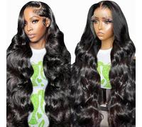 13x4 HD Lace Front Wigs Human Hair, 180 Density Body Wave Human Hair Wig For Black Women, Glueless Lace Frontal Wig Human Hair Pre Plucked, Black Brazilian Real Human Hair Wig 18 Inch(250 Density Body