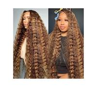 13x4 Highlight Lace Front Peluca de pelo real, Ombre Deep Wave Lace Front Pelucas de Pelo Humano Prearrancado con Pelo de Bebé 180 Densidad Rubio Miel Agrega Volumen (28 pulgadas)