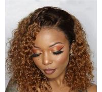 13X4 Lace pront Peluca Rizado Pelo Humano Pelucas por Mujer Ombre Ginger Brown Pre Punteado Cierre de Encaje Transparente
