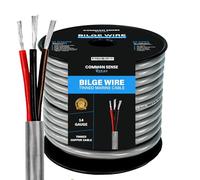 14/3 AWG UL 1426 (The Real Thing) Cable de alambre para bomba de sentina marina triplex - Rojo/Negro/Marrón - 30 pies - Fabricado en Estados Unidos