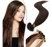 14"(35cm) SEGO Extensiones Queratina Pelo Natural sin Clip [1g*50 Mechas] #4 Castaño Medio Cabello Humano U Tip Keratina Balayage Pre Bonded Remy Human Hair (40g)
