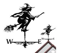 14.57x23.62 Pulgadas Witch Weather Vane Metal Black Hollow Viento Indicador de dirección de Viento para jardín Decoración del cenador del Patio de la Granja Techo