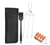 14,7 pulgadas Stainless Steel BBQ Skewers for Grilling - 3 Way Flat Design with Push-Off Slider, for Meat, Vegetables & Chicken, Storage Bag Included