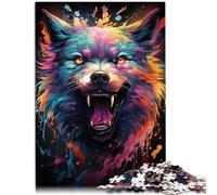 14.96" x 20.47" Rompecabezas para adultos, lobo fantástico colorido, juego intelectual con póster y hoja de preguntas y respuestas 1000 piezas