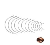 14 agujas de coser curvadas en forma de C, agujas de tejer tipo C, agujas curvas, agujas circulares de acero inoxidable, juego de agujas de coser a mano, agujas de coser de cuero, para monederos