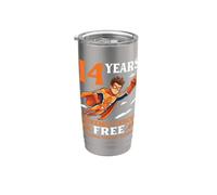 14 Años Naranja Leucemia Cáncer Libre Superhéroe Niño Superviviente Vaso térmico de acero inoxidable de doble pared
