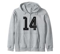 #14 Blanco Vintage Número 14 Estilo de Fútbol Fan Deportes Sudadera con Capucha