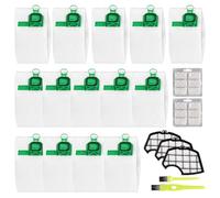 14 Bolsas Aspiradora Compatibles con Vorwerk Folletto Kobold VK140 VK150 FP140 FP150 Universal Bolsa Microfibra Repuesto Kit de Accesorios con 3 Filtros de Motor, 2 Cepillos Limpios, 12 Ambientador