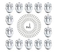 14 cierres de cerrojo con pico de pato, cierres de palanca con tornillos,cierres de caja de guitarra,pequeña caja vintage de metal con tornillo de montaje,for joyero,(Silver)