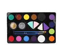 14 Colors Face Body Paint Pigment Set, Halloween Makeup Cosplay Painting Tool Kit, Non Mineral Based Pigments with Glitter Powder, Sponge and Stencils for Kids Adults Parties