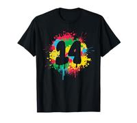 14 Cumpleaños Coloridas Salpicaduras de Pintura 14 Catorce Camiseta