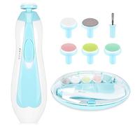 14 en 1, cortauñas eléctrico con luz LED, kit de manicura para bebé con 12 cabezales de molienda para niños pequeños o adultos, pulido y relleno, azul