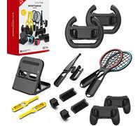 14 en 1 Switch Sportwear Compatible con NS Switch Sports Game, raqueta de tenis/correa de mano/agarre de controlador, rueda de carreras/caña de pescar/palo de tambor con caja