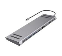 14 en 1 USB C Multipuertos Hubs Estaciones de acoplamiento para portátiles HDMI, VGA, Ethernet, puerto USB C, adaptador de expansión USB