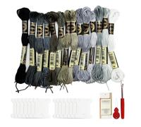 14 hilos de bordar skeins, hilos punto de cruz, hilos de bordar, degradado de Halloween, hilo gris, pulseras de la amistad, con 14 bobinas de hilo, 16 agujas coser amarillas y 1 enhebrador aguja