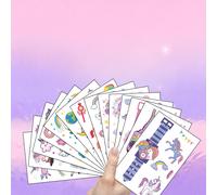 14 hojas de calcomanías de tatuajes temporales de unicornio con para niños y niñas, para decoración