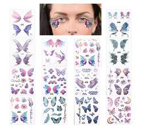 14 Hojas De Tatuajes Temporales Para La Cara Halloween, Mariposa Con Purpurina Tatuajes Falsos Pegatinas, Mariposa Pegatinas Brillantes Tatuajes Falsos Para Niñas Mujer Halloween Navidad Carnaval