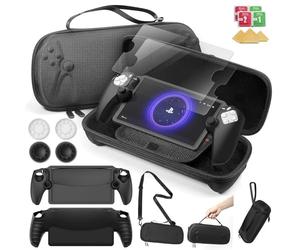 14 in 1 Accessory Set, Compatible With Playstation Portal, Suitable for PS5 EVA Hard Luggage, Soft Silicone Protective Cover, 2X 9H Shatter Resistant Tempered Glass Screen Protector, 4 Silicone Caps