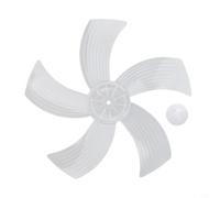 14 Inch Fan Blade 5 Leaves PP Plastic Low Noise(Transparent White) | 5-leaf design, low noise operation, smooth airflow, PP plastic material, includes nut cover