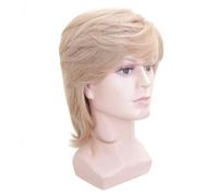 14 Inch Mens Blonde Wig, Synthetic Short Layered Natural Fluffy Wigs Suave y Transpirable