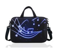 14 Inch Neoprene Laptop Sleeve Case Bag with shoulder strap For 14"""" Notebook/MacBook/Ultrabook/Chromebook (Black blue music)
