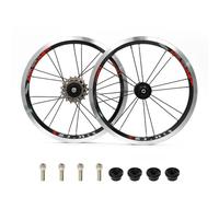 14" Juego de Ruedas BMX + Volante de inercia 3velocidades 9-13-17T | 74/85mm QR, rueda delantera y trasera con freno de V/C de bicicletas plegables, rodamiento sellado