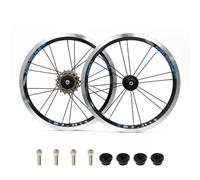 14" Juego de Ruedas BMX + Volante de inercia 3velocidades 9-13-17T | 74/85mm QR, rueda delantera y trasera con freno de V/C de bicicletas plegables, rodamiento sellado