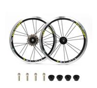 14" Juego de Ruedas BMX + Volante de inercia 3velocidades 9-13-17T | 74/85mm QR, rueda delantera y trasera con freno de V/C de bicicletas plegables, rodamiento sellado